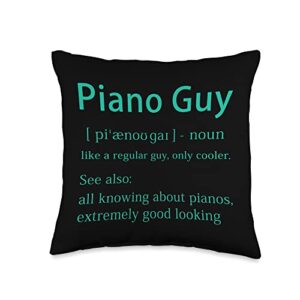 musical instrument piano gift men women kids piano guy definition funny pianist music notes musician gag throw pillow, 16x16, multicolor