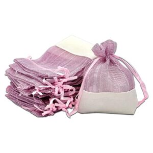 thedisplayguys for your modern living 24-pack linen & pink organza gift bags with drawstrings (xsmall 3 x 4) - party favors, samples, treats mesh pouches