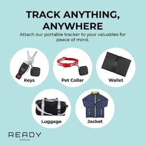 READY SUPPLIES - Mini Luggage Tracker, Slim Key Tracker and Item Locator, Compact Bluetooth Tags, Close Proximity Tracking Up to 270 ft, Replaceable Battery, 1 Pack, Black