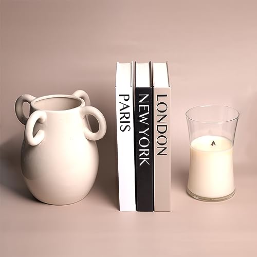 3 Piece Modern Stylish Decorative Book Stack, Blank Fashion Design Book Set of 3, Display Books for Coffee Tables/Shelves, desks, Blank Pages for Notes, Sketches, Diary(Paris/New York/London)