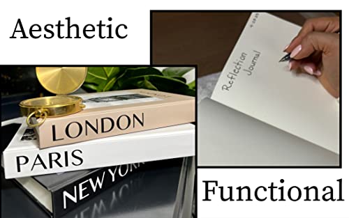 3 Piece Modern Stylish Decorative Book Stack, Blank Fashion Design Book Set of 3, Display Books for Coffee Tables/Shelves, desks, Blank Pages for Notes, Sketches, Diary(Paris/New York/London)