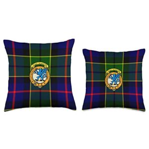 Bagtown Clans Forsyth Clan Scottish Crest and Tartan Throw Pillow, 16x16, Multicolor