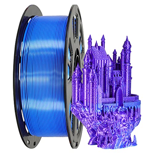 OEM MIKA3D 2 Colors Silk Purple Sapphire Blue in 1 PLA Coextrusion Filament, 1.75mm Printing 2 Colored Silk PLA, Widely Fit for 3D Printer, 2.2lbs/1kg Dual Color Material