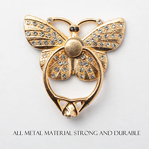 [2 Packs] Butterfly Glitter Bling Bling Phone Ring Holder, Sparkle Phone Ring Grip Artificial Diamond Stand,Rhinestone Cell Finger Ring for Phones,Pad