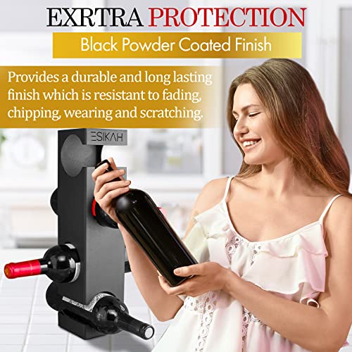 Esikah Countertop Wine Rack 4 Bottle | Wine Bottle Holder for Bar Table and Wine Cabinet | Steel Freestanding Wine Racks for Bar and Kitchen Decor | Compact Wine Bottle Stand