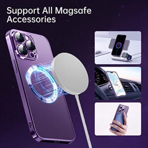 Spevert Magnetic Clear Case for iPhone 14 Pro Max with Camera Lens Protector Full Protection Case Compatible with MagSafe Elegant Anti-Scratch Case Cover 6.7 Inch (Purple)