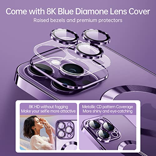 Spevert Magnetic Clear Case for iPhone 14 Pro Max with Camera Lens Protector Full Protection Case Compatible with MagSafe Elegant Anti-Scratch Case Cover 6.7 Inch (Purple)