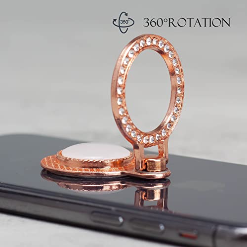 [2 Packs] Gemstones Glitter Bling Bling Phone Ring Holder, Sparkle Phone Ring Grip Artificial Diamond Stand,Rhinestone Cell Finger Ring for Phones,Pad