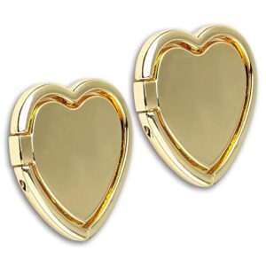 [2 packs] love heart shaped glossy finish cell phone ring holder stand, 360 degree rotation finger ring kickstand with polished metal phone grip for magnetic car mount, smartphone accessories