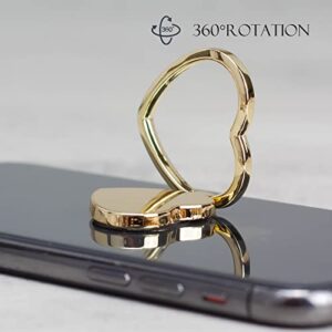 [2 Packs] Love Heart Shaped Glossy Finish Cell Phone Ring Holder Stand, 360 Degree Rotation Finger Ring Kickstand with Polished Metal Phone Grip for Magnetic Car Mount, Smartphone Accessories