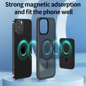 Tigowos Magnetic Guardian Designed for iPhone 11 Pro Max Case [10FT-Grade Drop Tested & Compatible with MagSafe] Slim Translucent Matte, Black