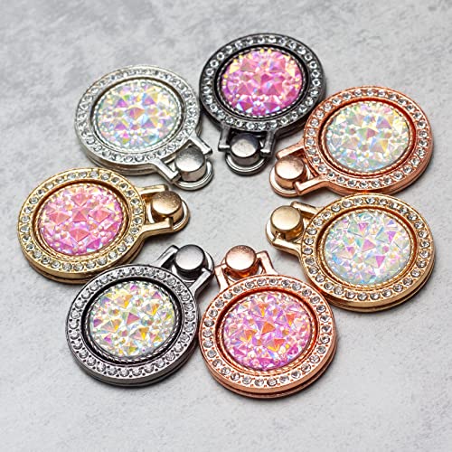 [2 Packs] Gemstones Glitter Bling Bling Phone Ring Holder, Sparkle Phone Ring Grip Artificial Diamond Stand,Rhinestone Cell Finger Ring for Phones,Pad