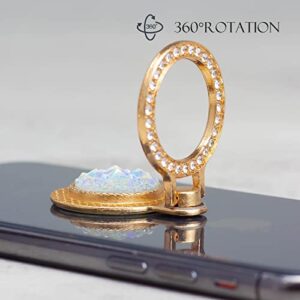 [2 Packs] Gemstones Glitter Bling Bling Phone Ring Holder, Sparkle Phone Ring Grip Artificial Diamond Stand,Rhinestone Cell Finger Ring for Phones,Pad