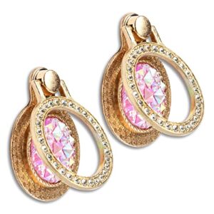 [2 Packs] Gemstones Glitter Bling Bling Phone Ring Holder, Sparkle Phone Ring Grip Artificial Diamond Stand,Rhinestone Cell Finger Ring for Phones,Pad