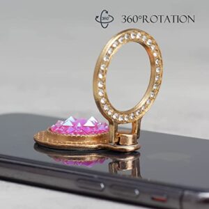 [2 Packs] Gemstones Glitter Bling Bling Phone Ring Holder, Sparkle Phone Ring Grip Artificial Diamond Stand,Rhinestone Cell Finger Ring for Phones,Pad
