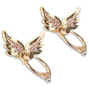 angel wings glitter bling bling phone ring holder, 2 pack sparkle phone ring grip artificial diamond stand,rhinestone cell finger ring for phones,pad