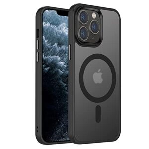 tigowos magnetic guardian designed for iphone 11 pro case [10ft-grade drop tested & compatible with magsafe] slim translucent matte case for iphone 11 pro phone case (5.8"), black