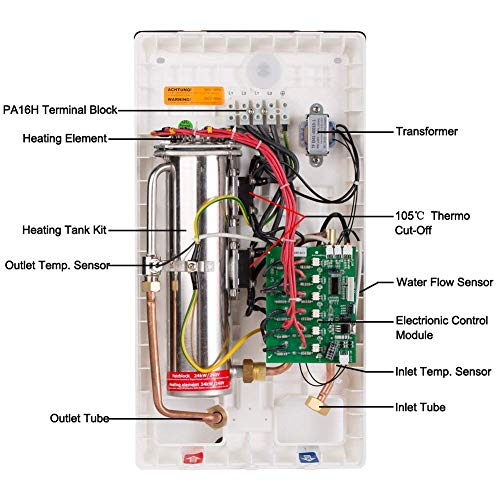 Thermoflow Tankless Water Heater Electric, 24kW at 240 Volts on Demand Instant Endless Hot Water Heater with Self Modulating Temperature Technology for Whole House Shower, CSA Listed