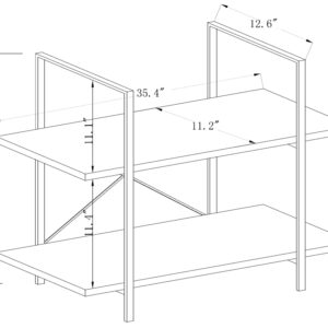 OUllUO Bookshelf, 2 Tier Industrial Book Shelf, Grey Wood and Metal Bookcase and Bookshelves, Low Bookshelf for Bedroom, Small Storage Shelf for Living Room, Office and Kitchen, Rustic Grey,228-21G