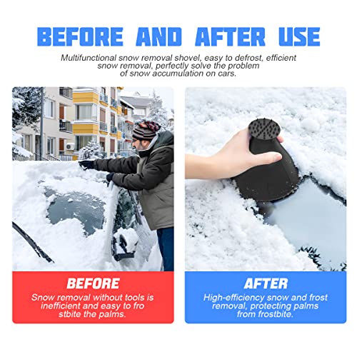 8sanlione 2PCS Magical Ice Scrapers, Funnel Snow Scrape for Car Windshield, Round Frost Removal Cleaning Tool, Winter Automotive Exterior Accessories, Universal for Bus, Truck, SUV, Van (Black)