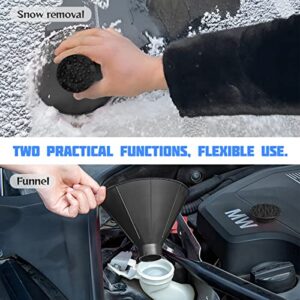 8sanlione 2PCS Magical Ice Scrapers, Funnel Snow Scrape for Car Windshield, Round Frost Removal Cleaning Tool, Winter Automotive Exterior Accessories, Universal for Bus, Truck, SUV, Van (Black)