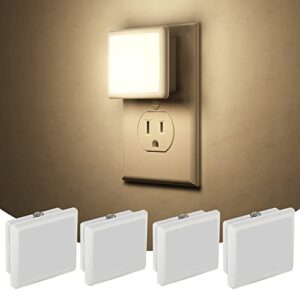 jandcase night lights plug into wall[4 pack],plug in night light with auto light sensor,3000k warm white,bathroom nightlight for adults,hallway,kitchen