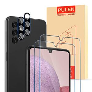 pulen 2 pack screen protector for samsung galaxy a14 5g with 2 pack camera lens protector, hd clear scratch resistant 9h hardness tempered glass