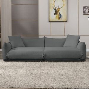 balus 87" lambswool sofa couch for living room with throw pillows,modern upholstered 3 seat cushion loveseat for bed room(dark grey)
