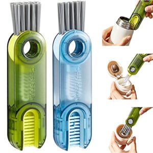 gdsafs 3 in 1 multifunctional cleaning brush, 3 in 1 tiny bottle cup lid detail brush straw cleaner tools multi-functional crevice cleaning brush for deep detail cleaning (blue&green)