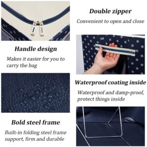 krupasadhya 66 Ltr Foldable Waterproof Oxford Fabric Blanket Saree Winterwear Cloth Shoes Bed Sheet Storage Bag (pack of 2) (Dot Blue)