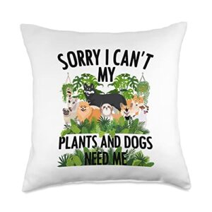 plant lover gift gardening accessories & stuff funny dogs design for men women gardener plant lover throw pillow, 18x18, multicolor