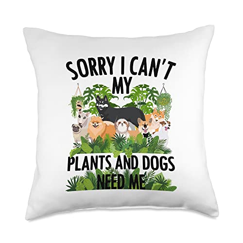 Plant Lover Gift Gardening Accessories & Stuff Funny Dogs Design for Men Women Gardener Plant Lover Throw Pillow, 18x18, Multicolor