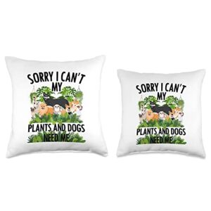 Plant Lover Gift Gardening Accessories & Stuff Funny Dogs Design for Men Women Gardener Plant Lover Throw Pillow, 18x18, Multicolor