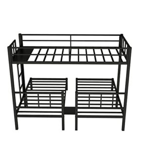 Harper & Bright Designs Triple Bunk Beds, Metal Triple Bunk Bed Twin Over Twin & Twin Size, 3 Bed Bunk Beds for Kids, Teens,Can be Separated into 3 Twin Beds, Black
