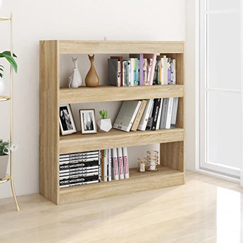 Bookcase, Independent Bookshelf Storage Display Cabinet, Suitable for Living Room, Bedroom, Corridor, Study,Book Cabinet/Room Divider Sonoma Oak 39.4"x11.8"x40.6"