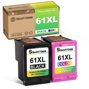 S SMARTOMNI 61XL Ink Cartridges Replacement for HP 61 61XL Black and Color Combo Pack for HP OfficeJet 2620 4630 4635 4639 Envy 4500 4501 5530 5535 DeskJet 1000 2050 2514 2540 2546P 3056A (2 Pack)