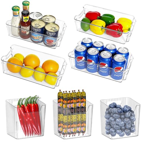 Refrigerator Organizer Bins - Hyjjlele 7 Pack Pantry Organization and Storage, BPA-Free Clear Plastic Bins for Fridge, Freezer, Kitchen Cabinet and Countertops Organizers