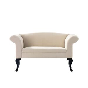 Msaleen Velvet Loveseat Sofa Love Seats - Mid Century Modern Sofa with Flared Arms Small Couches for Small Spaces, Beige Loveseat