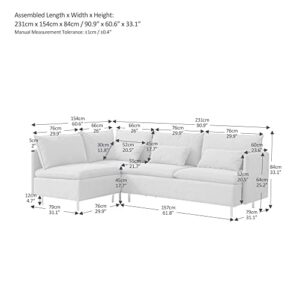 JULYFOX Orange L Sectional Couch Sofa, Mid Century Modern Corner Sectional Sofa with Chaise Armrest Throw Pillows 91 in Wide for Small Spaces