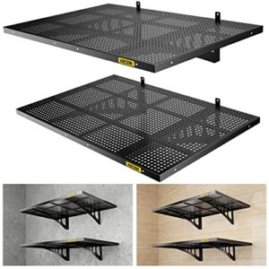 aecxm 2pack-2x3ft garage storage wall garage shelves garage storage rack garage shelves heavy duty sturdy wall shelves (black)