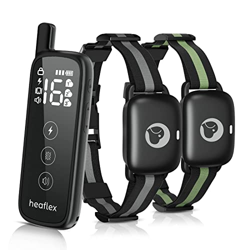 Heaflex Dog Shock Collar with Remote, Dog Training Collar for Small Medium Large Dogs, Electronic Dog Collar Rechargeable with Shock Mode, 3 Safe Training Modes, Range up to 1640ft, for 2 Dogs （Black）