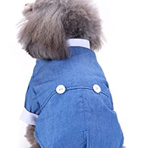 Dog Blue Tuxedo, Dog Formal Clothes, Puppy Wedding Tux, Small Dog Suit and Tie, Business Suit for Dog Blue Large