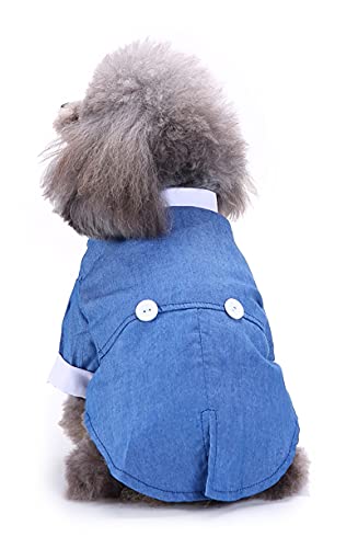 Dog Blue Tuxedo, Dog Formal Clothes, Puppy Wedding Tux, Small Dog Suit and Tie, Business Suit for Dog Blue Large