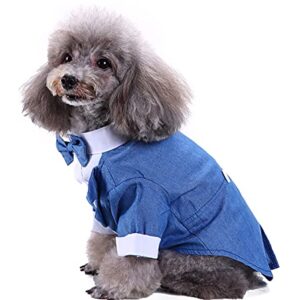 Dog Blue Tuxedo, Dog Formal Clothes, Puppy Wedding Tux, Small Dog Suit and Tie, Business Suit for Dog Blue Large