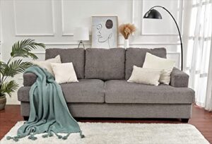 amerlife deep seat sofa-contemporary chenille sofa couch, 97" wide 3 seater for living room-oversized comfy sofa, grey