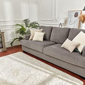 AMERLIFE Deep Seat Sofa-Contemporary Chenille Sofa Couch, 97" Wide 3 Seater for Living Room-Oversized Comfy Sofa, Grey