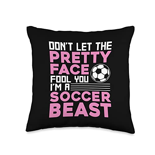 Best Soccer Gift Soccer Player Accessories & Stuff Cool Women Teen Girls Soccer Lover Player Sports Throw Pillow, 16x16, Multicolor