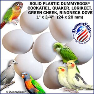 DummyEggs 7 Cockatiel Stop Egg Laying! Perfect for Quaker, Green Cheek 1 x 3/4" Plastic Non-Toxic Solid Fake Bird Eggs Realistic Work Safely, Naturally, Quickly. 20 x 24mm USA Brand