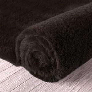 Home Must Haves Brown 2x6 Feet Faux Rabbit Fur Fuzzy Soft Fluffy Plush Cozy Shaggy Area Rug