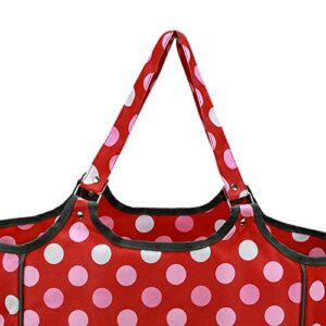 Colaxi Yarn Storage Bag Red Polka dots Print Wool Yarn Knitting Sewing Tools Tote Handbag Weaving Crochet Hooks nedles Travel Organizer